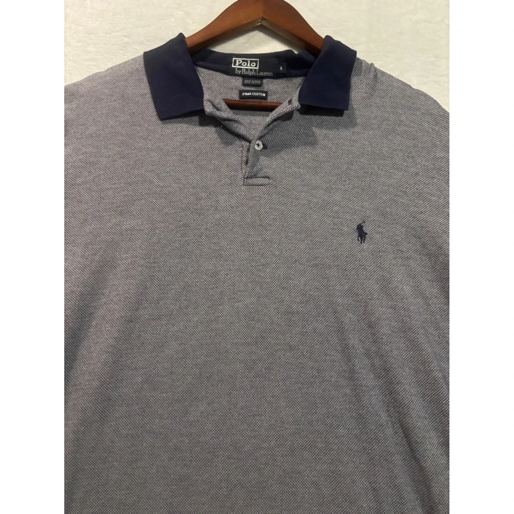 Polo Ralph Lauren‎ Mens Large Pima Cotton Polo Shirt Large Navy white
